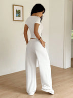 Women's Casual Short Sleeve T-Shirt And Pants shein