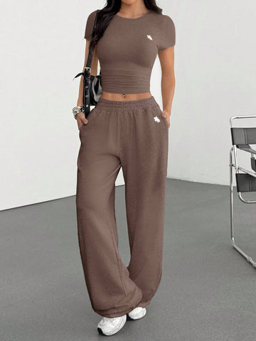 Women's Casual Short Sleeve T-Shirt And Pants