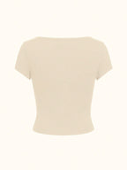 EZwear Casual Minimalist Burgundy Round Neck Cap Sleeve Fitted Women T-Shirt shein