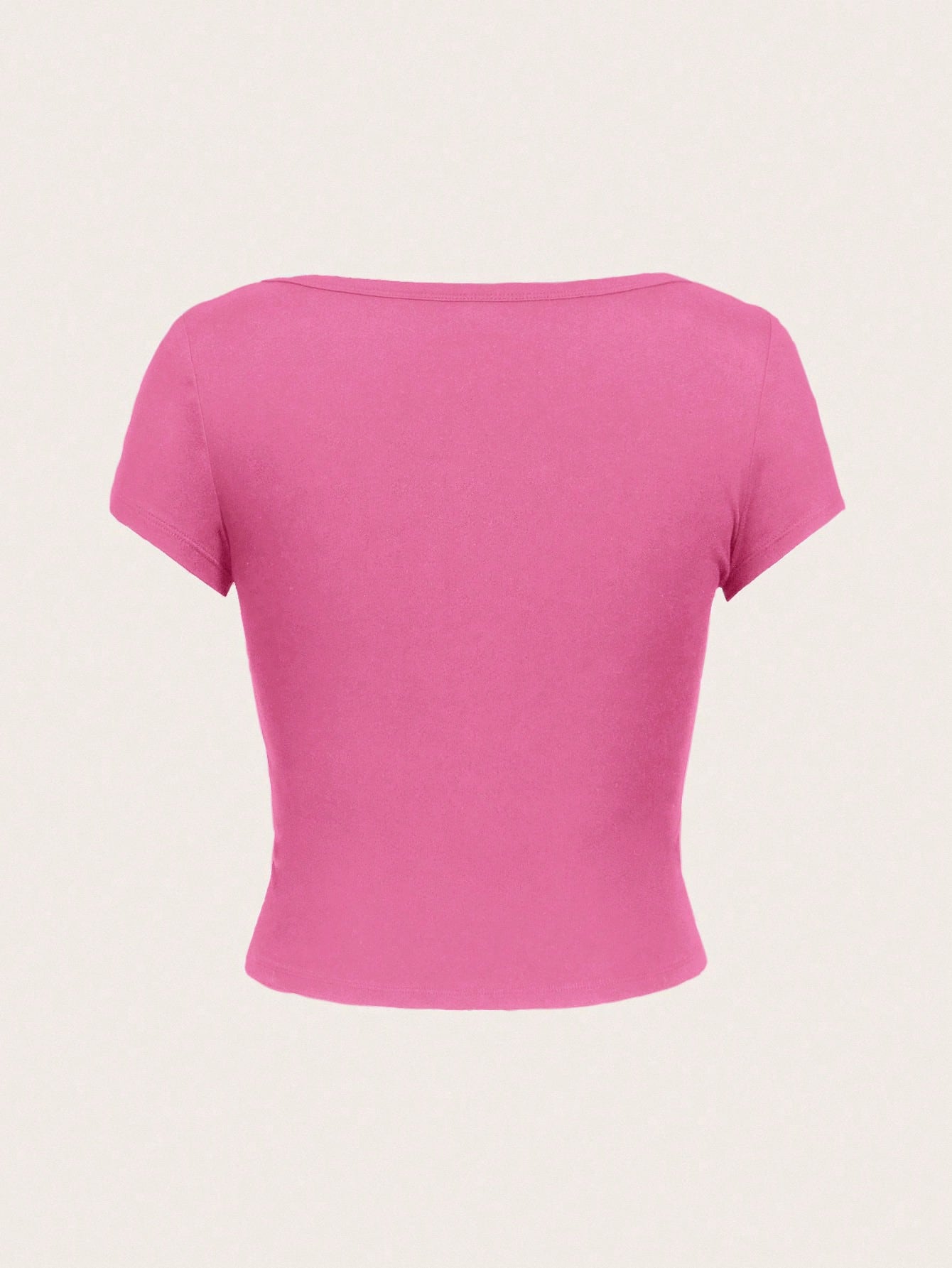 EZwear Casual Minimalist Burgundy Round Neck Cap Sleeve Fitted Women T-Shirt shein