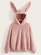 EZwear Drop Shoulder 3D Ears Design Teddy Hoodie