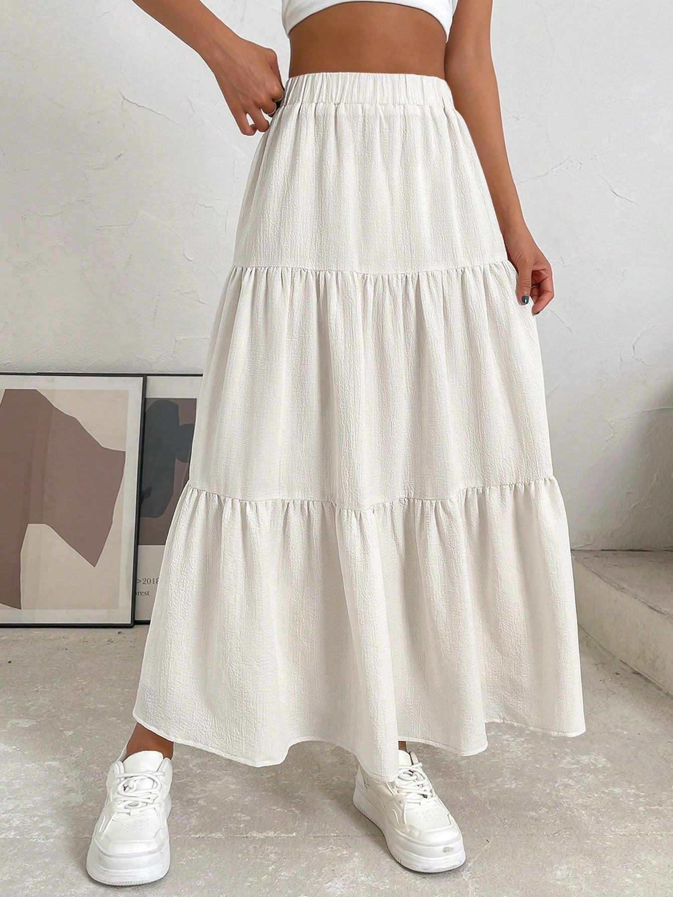 EZwear Solid Layered Hem Skirt – Areej Zainab