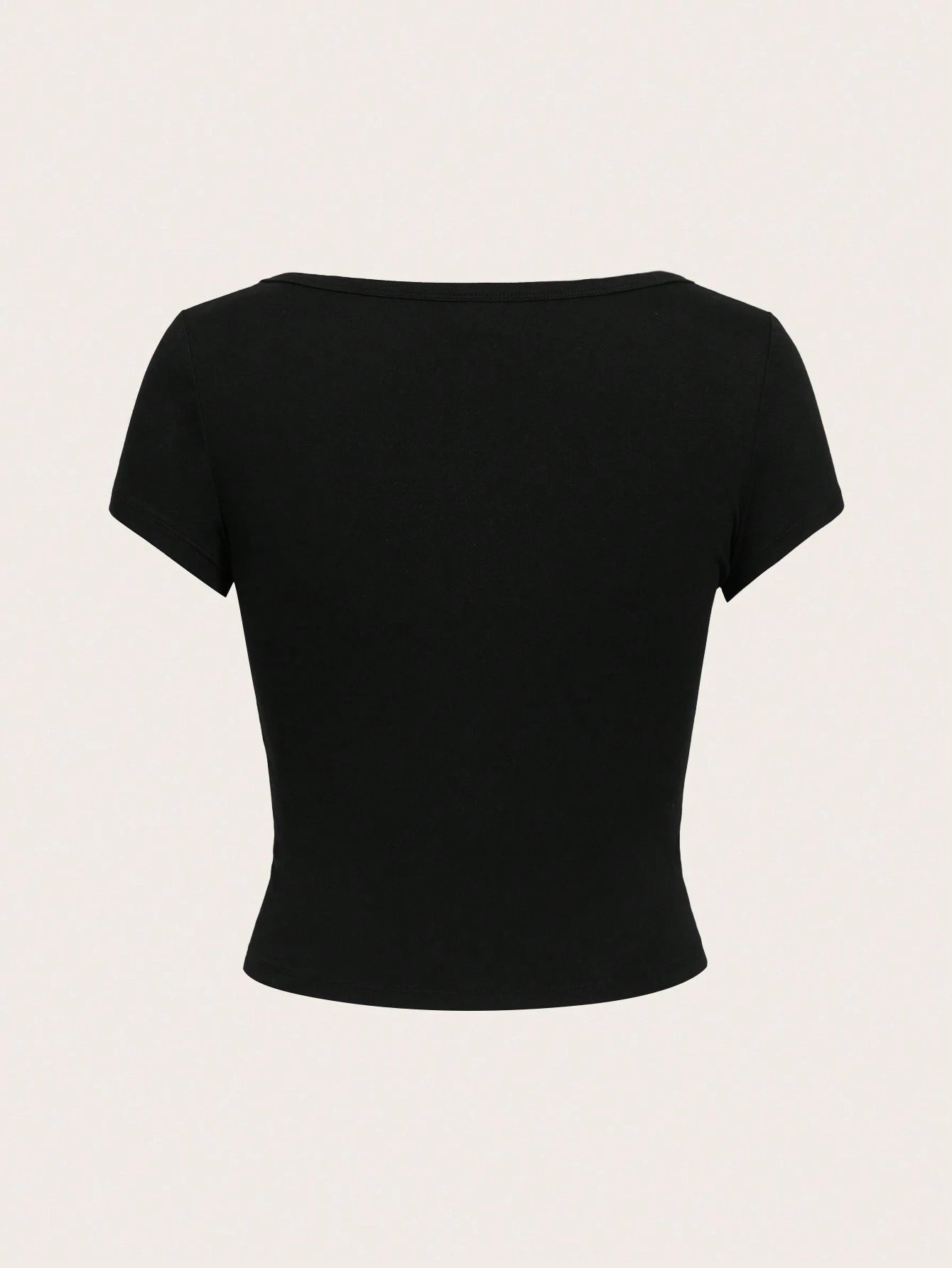 EZwear Casual Minimalist Burgundy Round Neck Cap Sleeve Fitted Women T-Shirt shein
