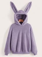 EZwear Drop Shoulder 3D Ears Design Teddy Hoodie