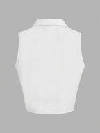 EZwear Solid Color Sleeveless Shirt shein