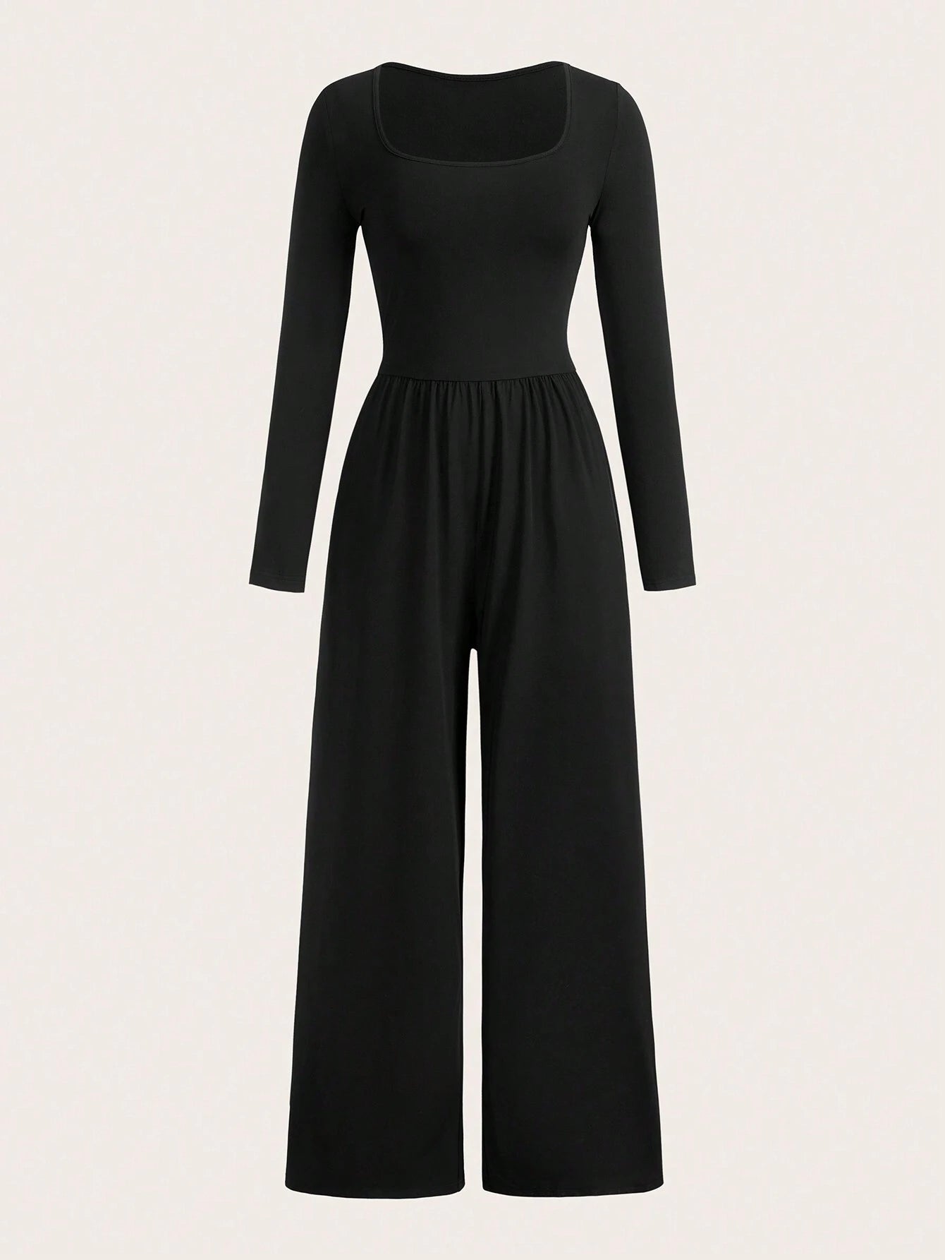 EZwear Solid Color Long Sleeve Jumpsuit