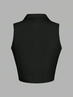EZwear Solid Color Sleeveless Shirt shein