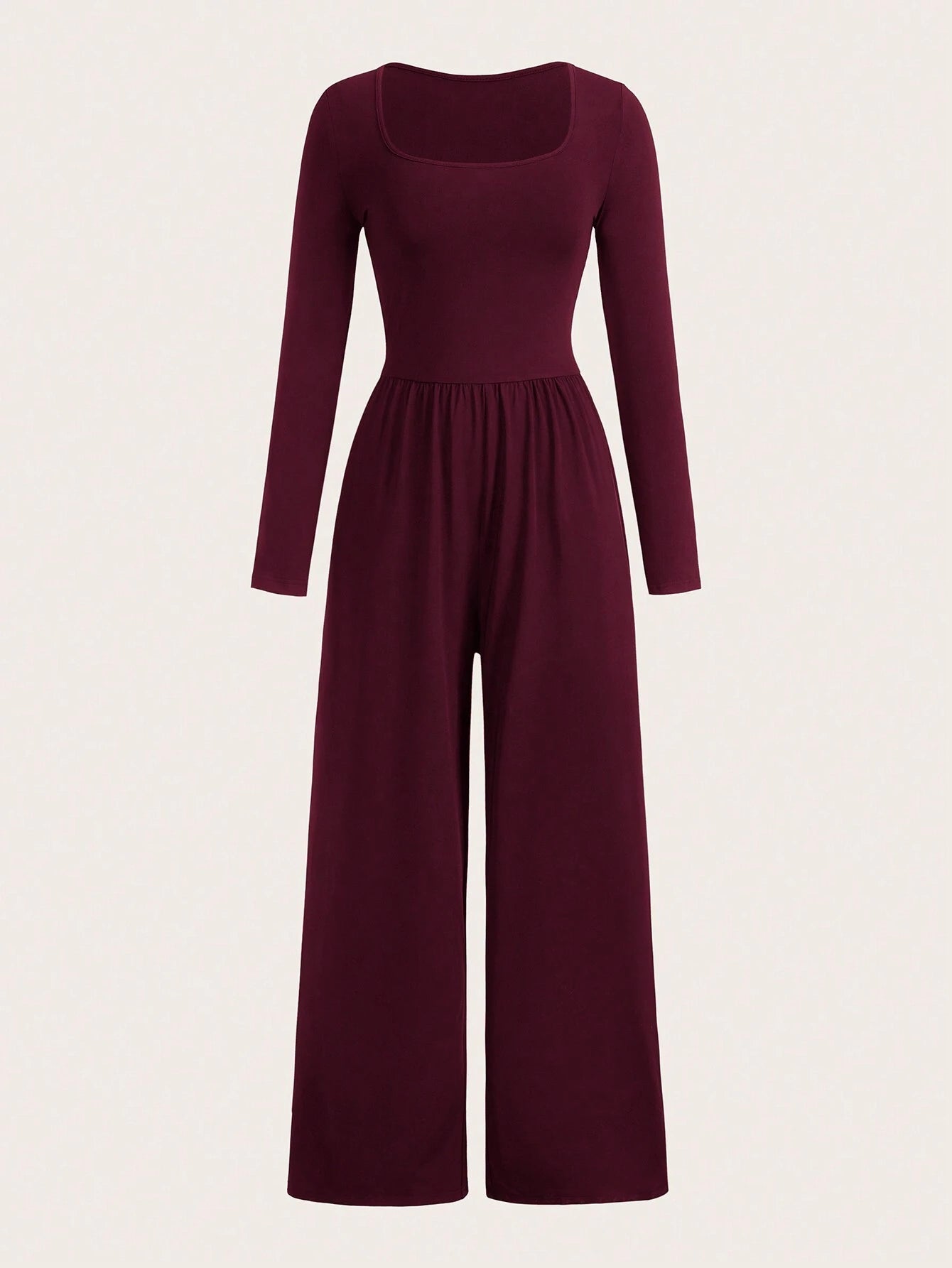 EZwear Solid Color Long Sleeve Jumpsuit
