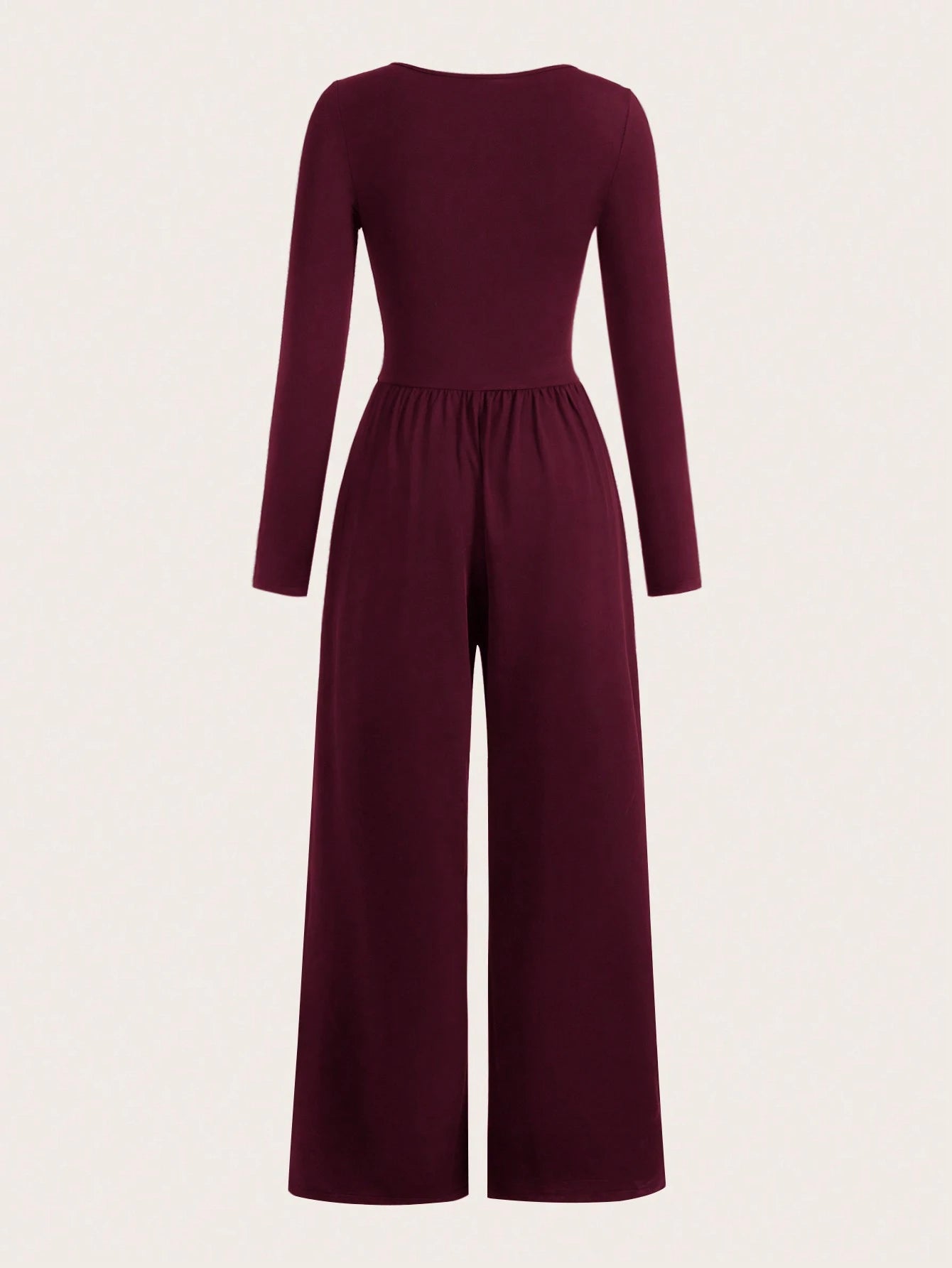 EZwear Solid Color Long Sleeve Jumpsuit