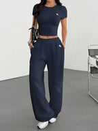 Women's Casual Short Sleeve T-Shirt And Pants shein
