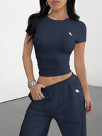 Women's Casual Short Sleeve T-Shirt And Pants shein