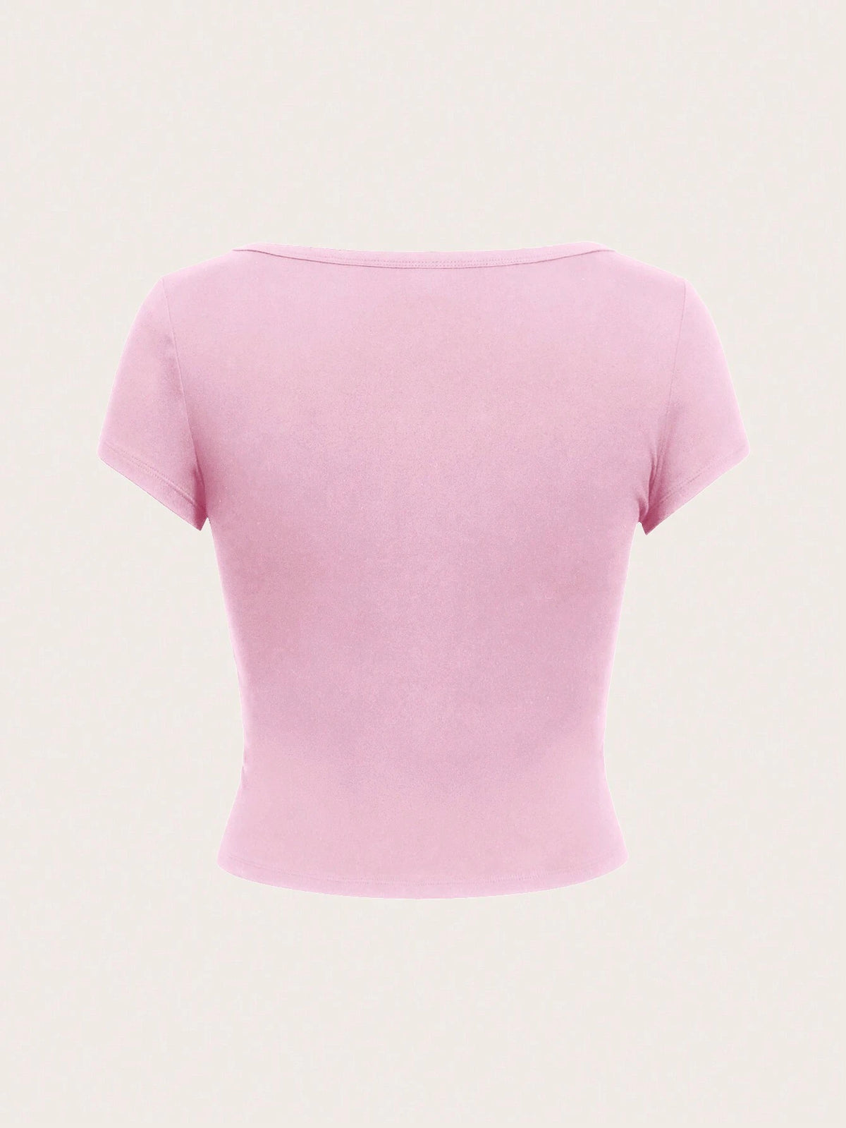 EZwear Casual Minimalist Burgundy Round Neck Cap Sleeve Fitted Women T-Shirt shein