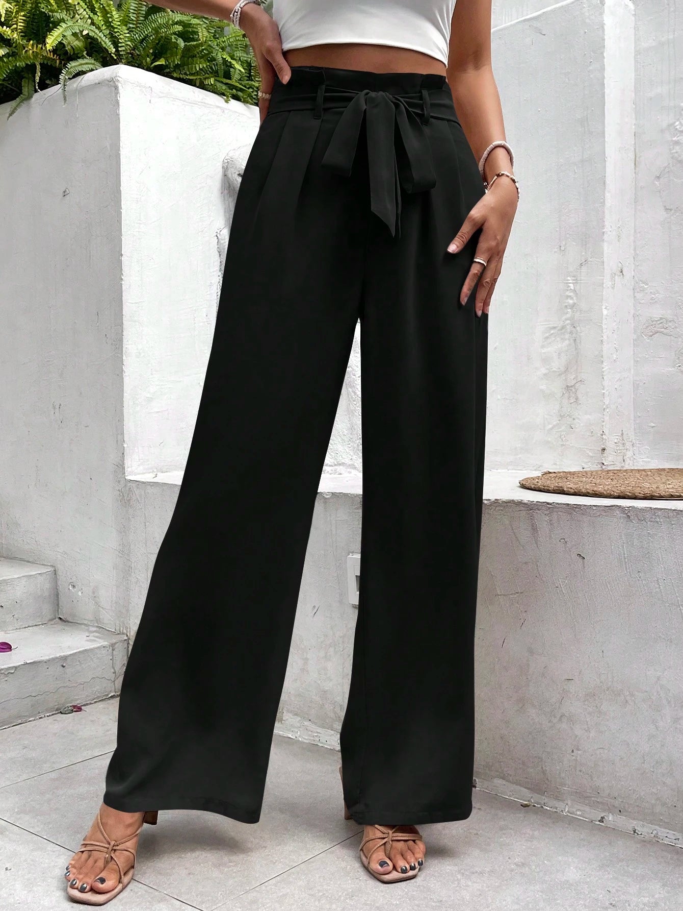 Frenchy Women Elegant Summer Wide Leg Pants