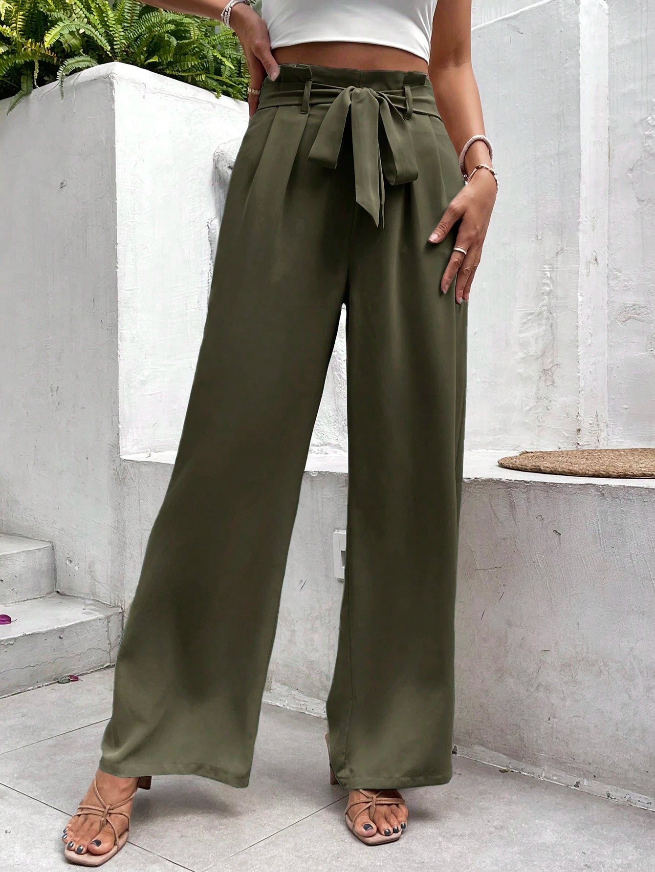 Frenchy Women Elegant Summer Wide Leg Pants