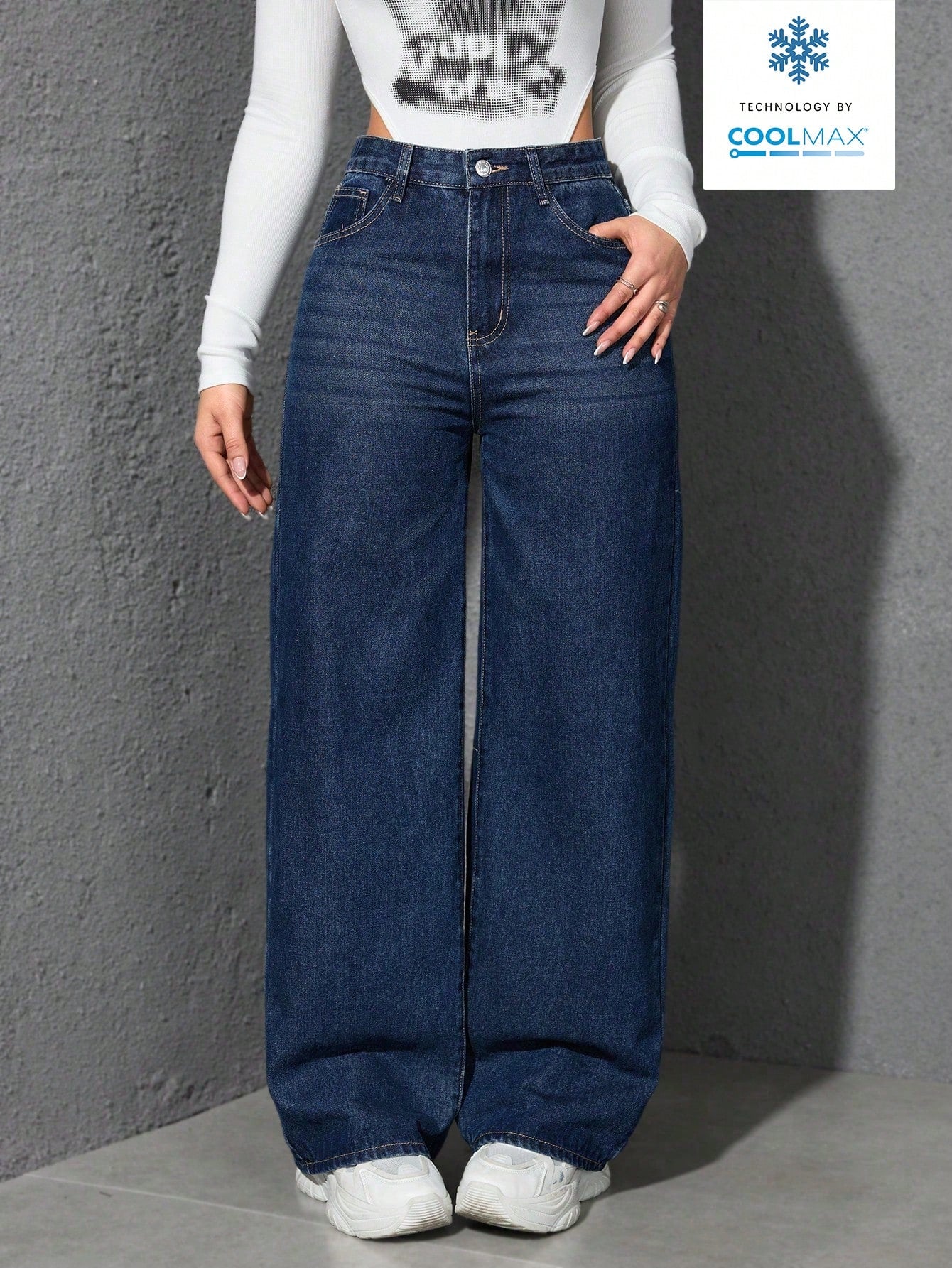 ICON Ladies' Simple Daily Wear Black Baggy Straight Leg Jeans