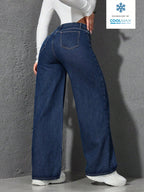 ICON Ladies' Simple Daily Wear Black Baggy Straight Leg Jeans shein