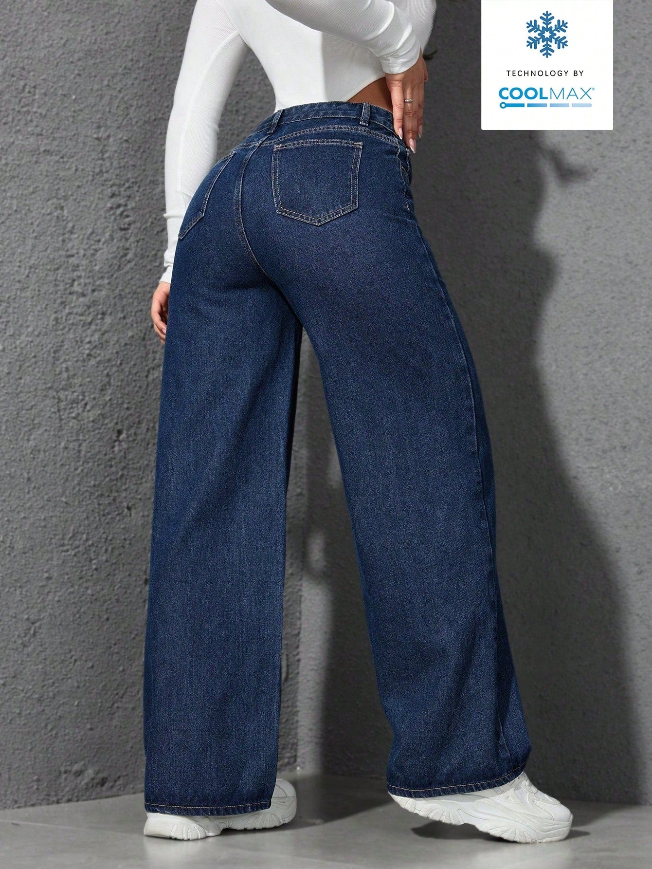 ICON Ladies' Simple Daily Wear Black Baggy Straight Leg Jeans shein