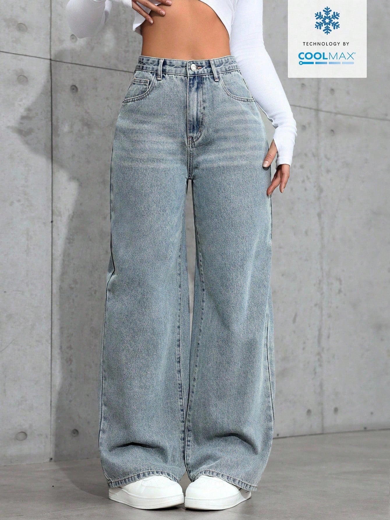 ICON Ladies' Simple Daily Wear Black Baggy Straight Leg Jeans