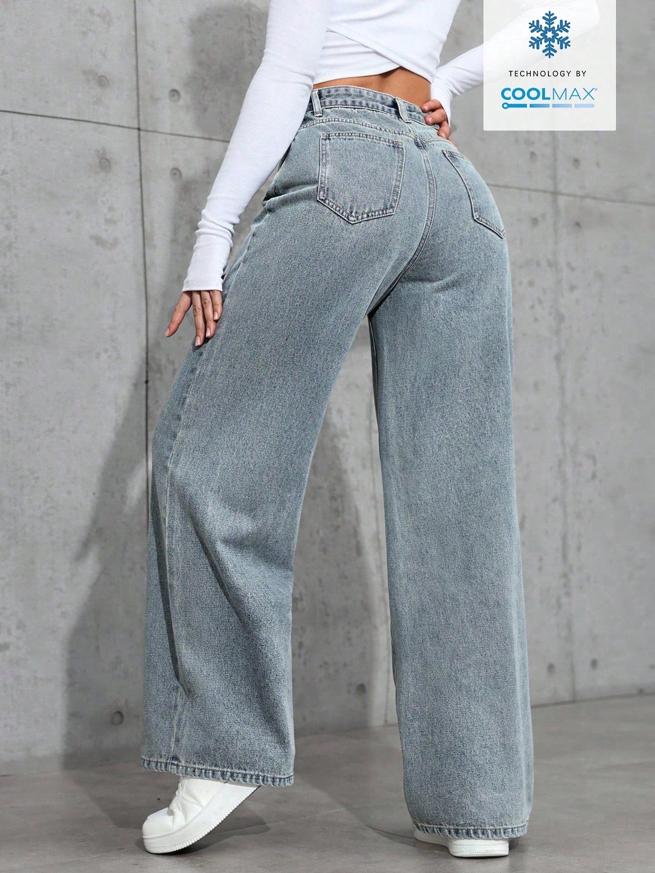 ICON Ladies' Simple Daily Wear Black Baggy Straight Leg Jeans shein