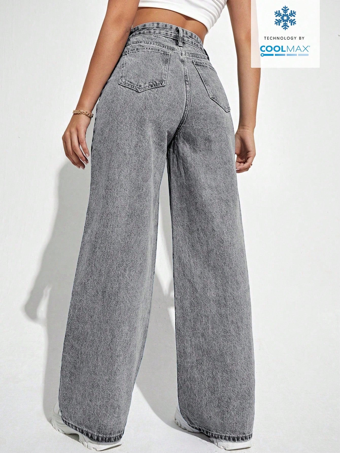 ICON Ladies' Simple Daily Wear Black Baggy Straight Leg Jeans shein
