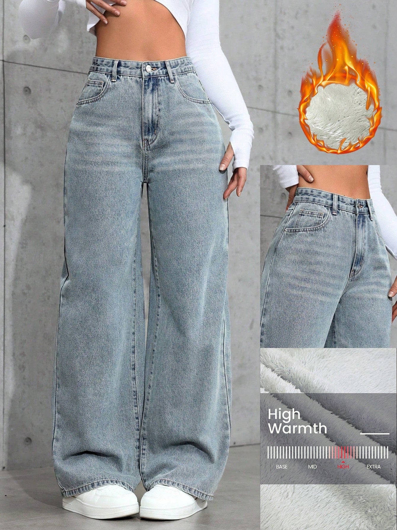 ICON Ladies' Simple Daily Wear Black Baggy Straight Leg Jeans