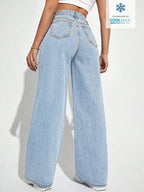 ICON Ladies' Simple Daily Wear Black Baggy Straight Leg Jeans shein