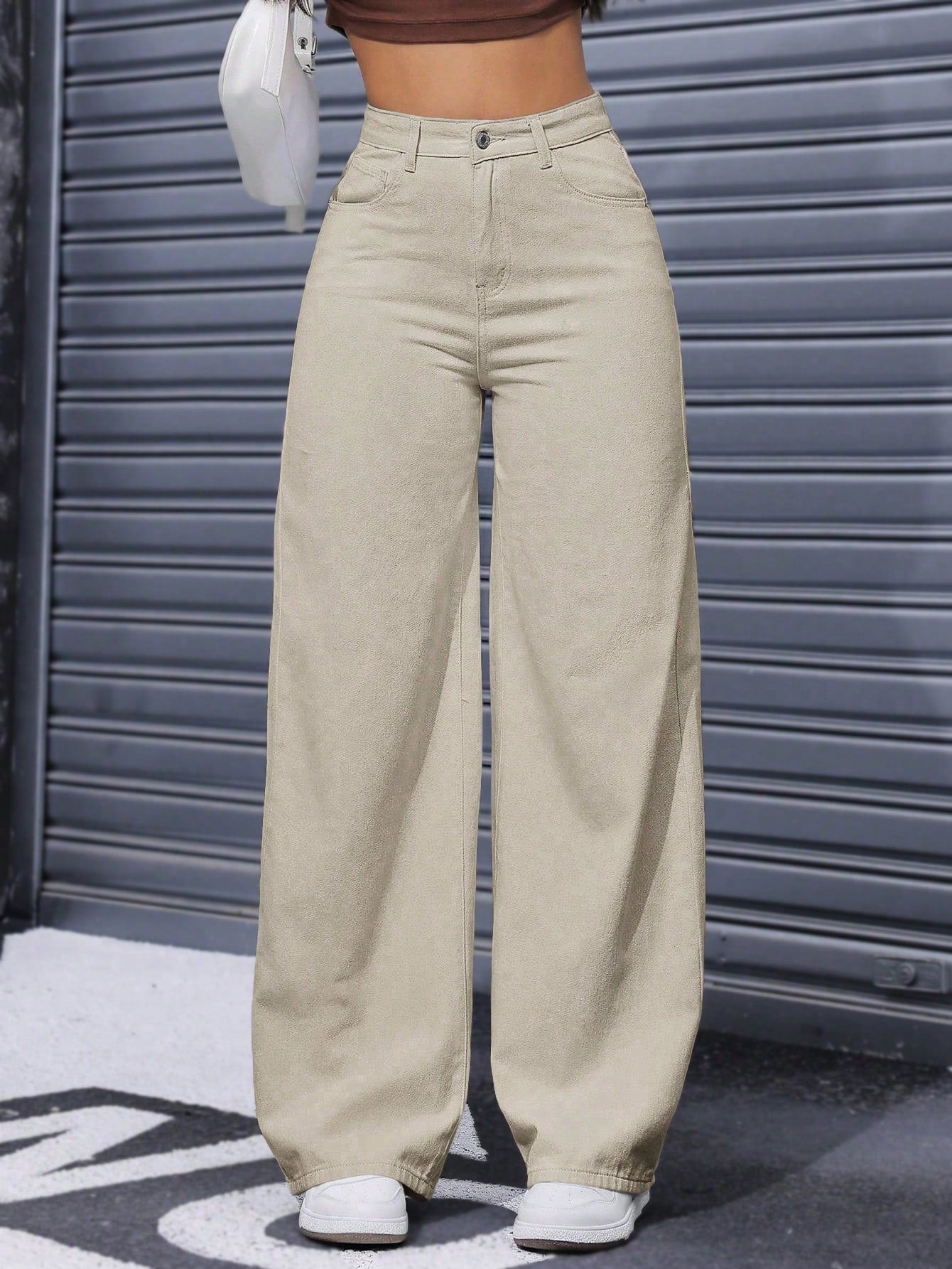 ICON Ladies' Simple Daily Wear Black Baggy Straight Leg Jeans