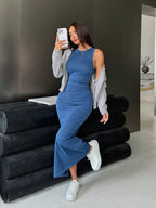 ICON Women's Sleeveless Denim Dress, Form-Fitting shein