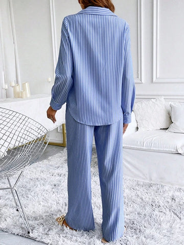 Az Striped Long Sleeve Top And Pants Set