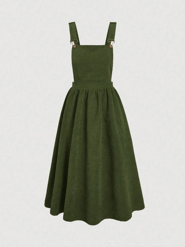 MOD Solid Color Women's Suspenders Overall Dress