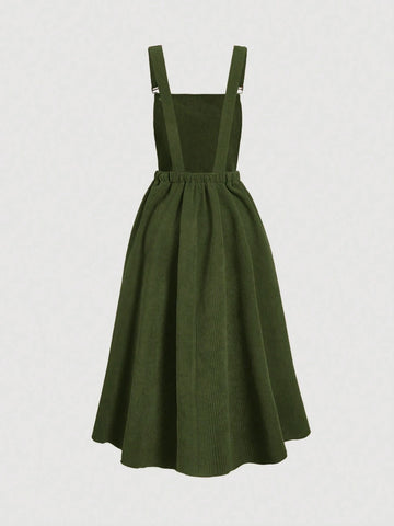 MOD Solid Color Women's Suspenders Overall Dress