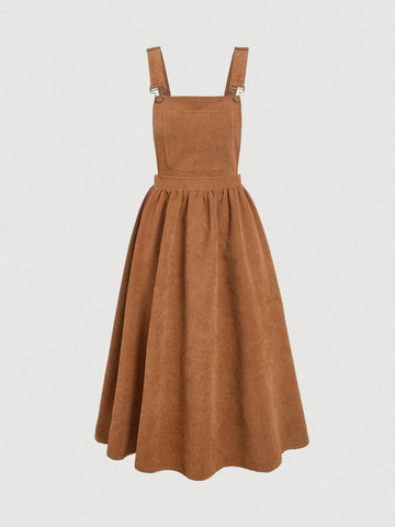 MOD Solid Color Women's Suspenders Overall Dress