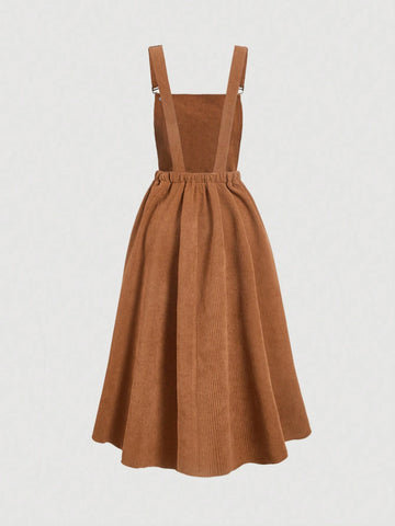 MOD Solid Color Women's Suspenders Overall Dress