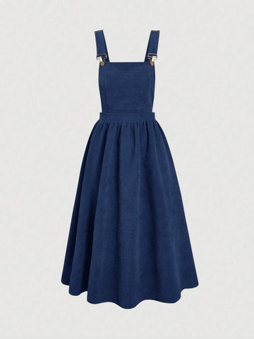 MOD Solid Color Women's Suspenders Overall Dress