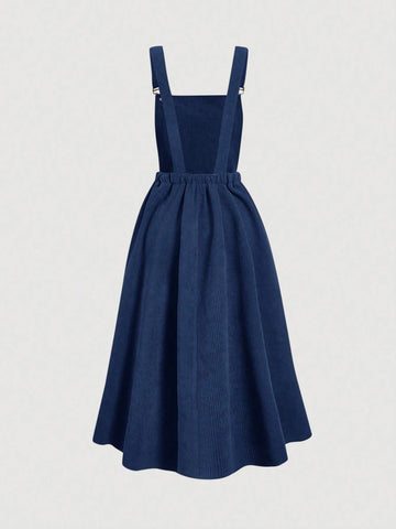 MOD Solid Color Women's Suspenders Overall Dress