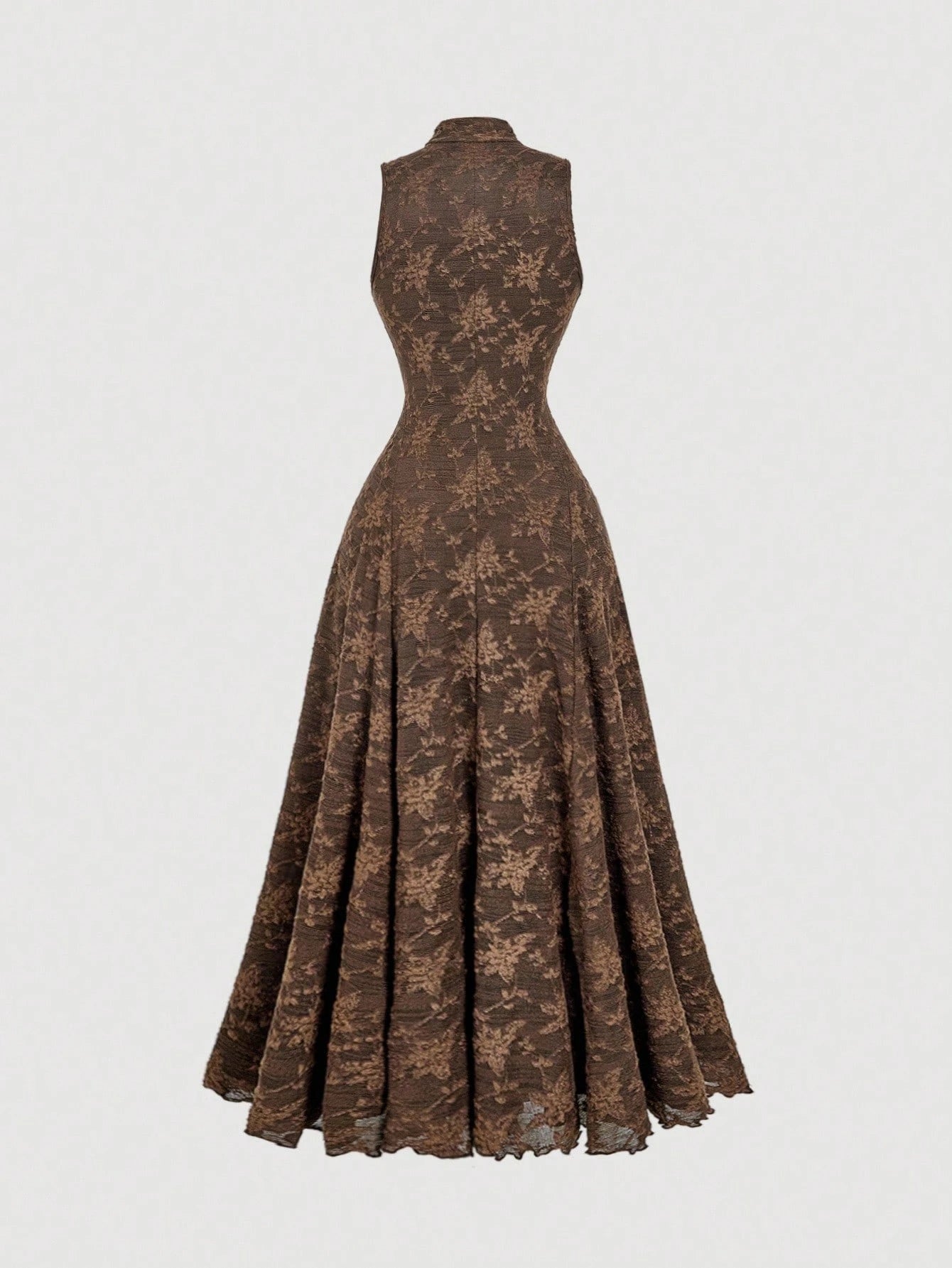 MOD Solid Mock Neck Sleeveless Long Elegant Dress