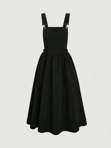 MOD Solid Color Women's Suspenders Overall Dress