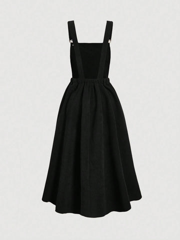 MOD Solid Color Women's Suspenders Overall Dress