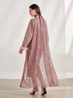 AZ Fuzzy Cuff Coat & Bodycon Dress shein