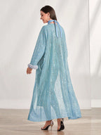 AZ Fuzzy Cuff Coat & Bodycon Dress shein