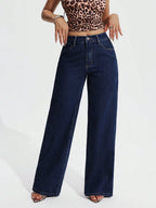 Women Casual Fashion Versatile Straight Button Fly Denim Jeans shein