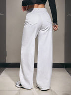 Women Casual Fashion Versatile Straight Button Fly Denim Jeans shein