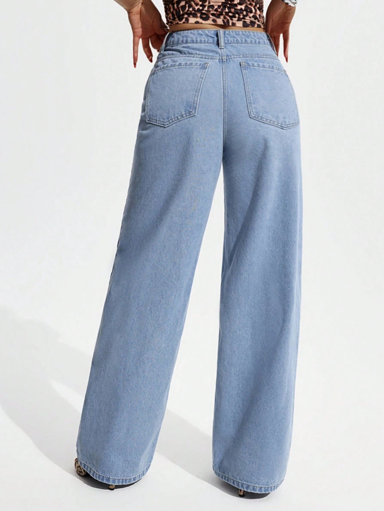 Women Casual Fashion Versatile Straight Button Fly Denim Jeans