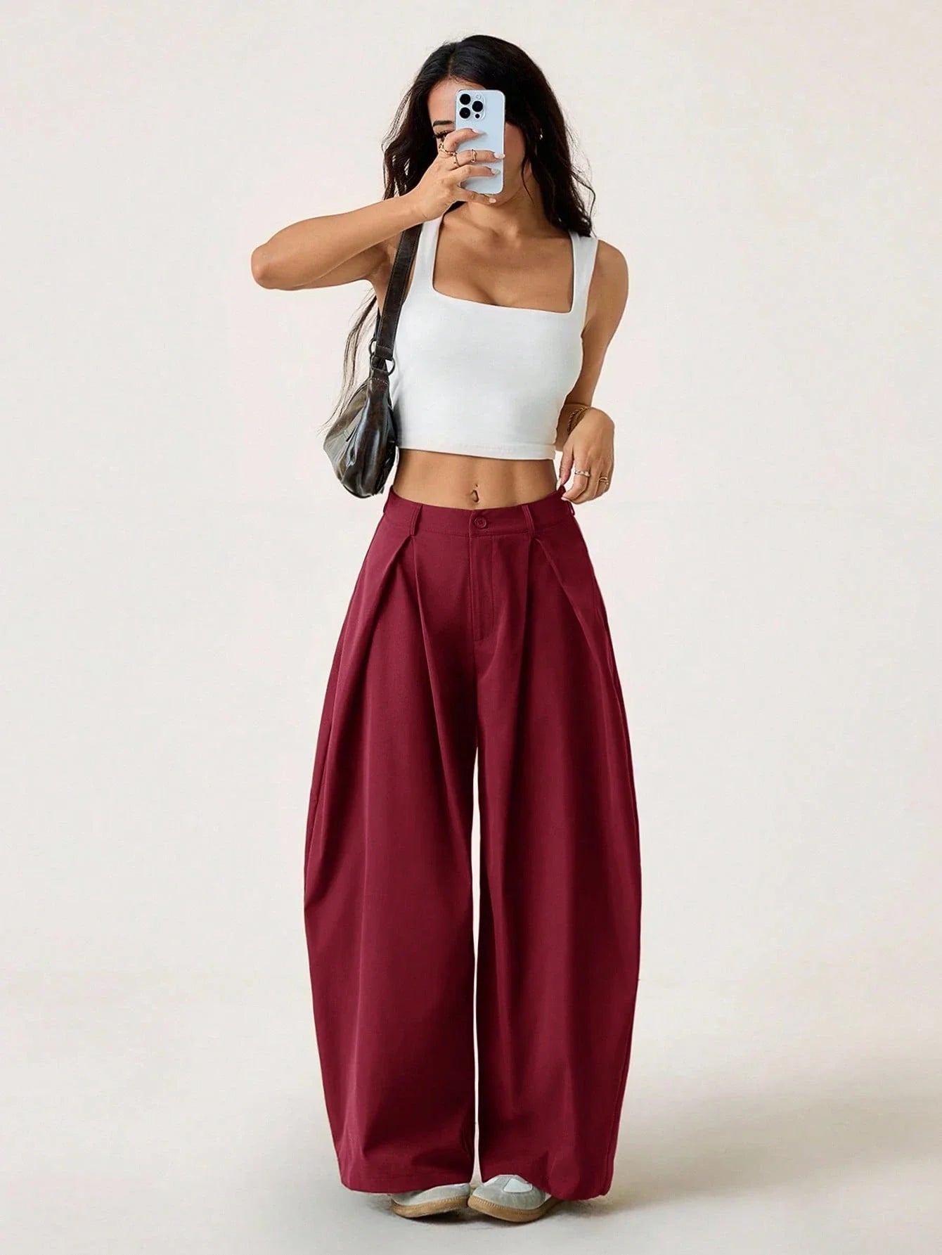 Vintage Casual Hippie Street Oversized Blue Striped Textured Wide Leg Pants shein
