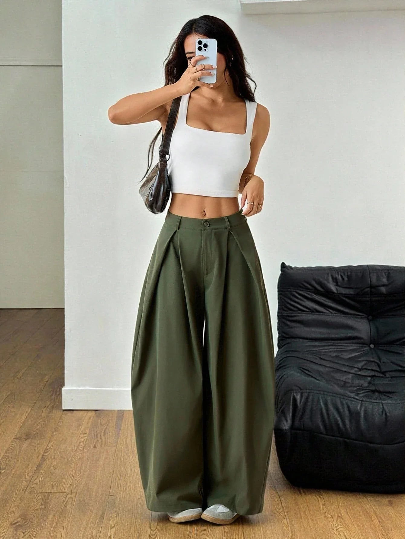 Vintage Casual Hippie Street Oversized Blue Striped Textured Wide Leg Pants shein