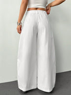 Vintage Casual Hippie Street Oversized Blue Striped Textured Wide Leg Pants shein