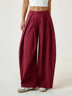 Vintage Casual Hippie Street Oversized Blue Striped Textured Wide Leg Pants shein
