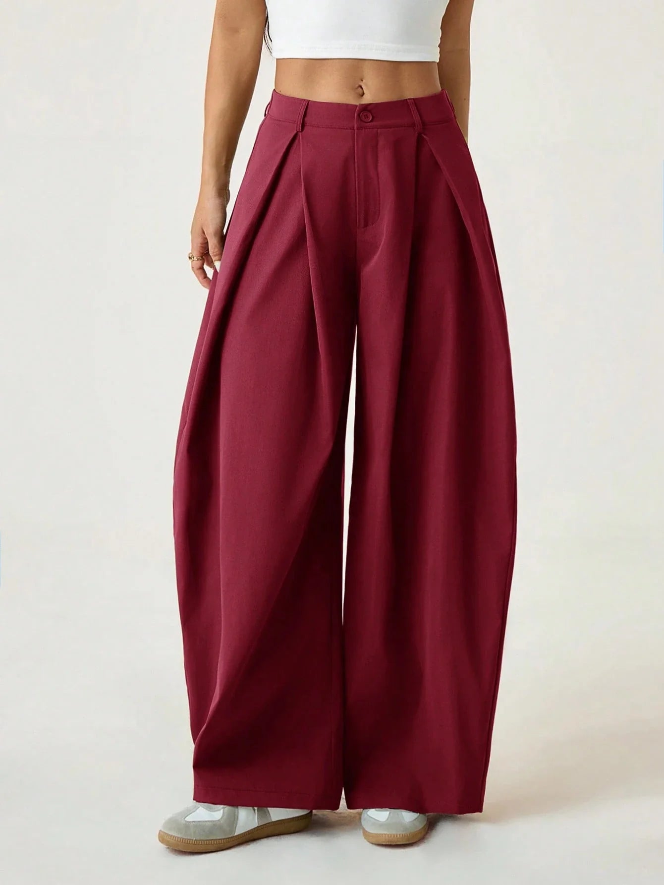 Vintage Casual Hippie Street Oversized Blue Striped Textured Wide Leg Pants shein