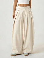 Vintage Casual Hippie Street Oversized Blue Striped Textured Wide Leg Pants shein