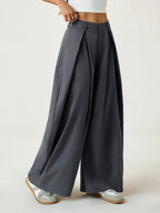 Vintage Casual Hippie Street Oversized Blue Striped Textured Wide Leg Pants shein